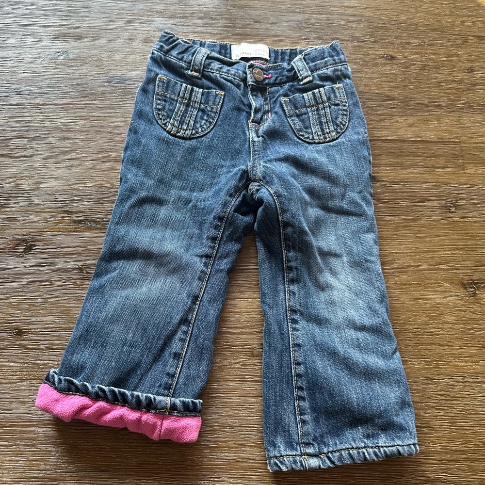 4/20$ Old Navy Fleece Lined Toddler Blue Jeans size 2T